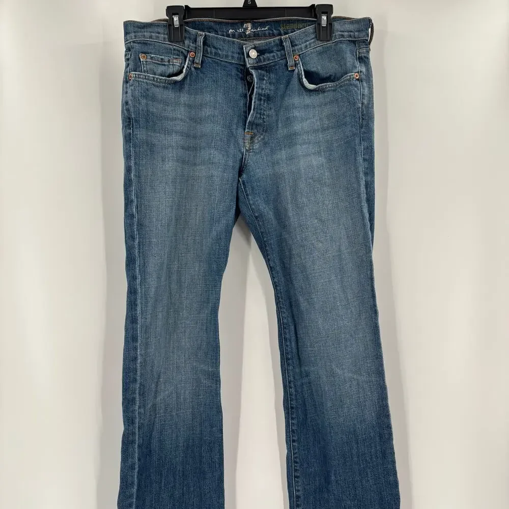 7 For All Mankind Mens 34x34 Blue Standard Button Fly 5 Pocket Jeans